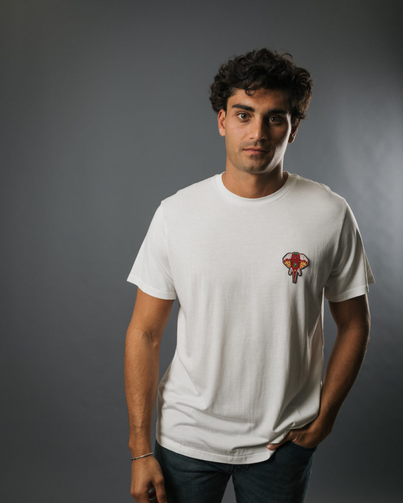 T-shirt blanc logo rouge TENCEL LYOCELL COTON BIO OMNIA IN UNO ORGANIC COTTON