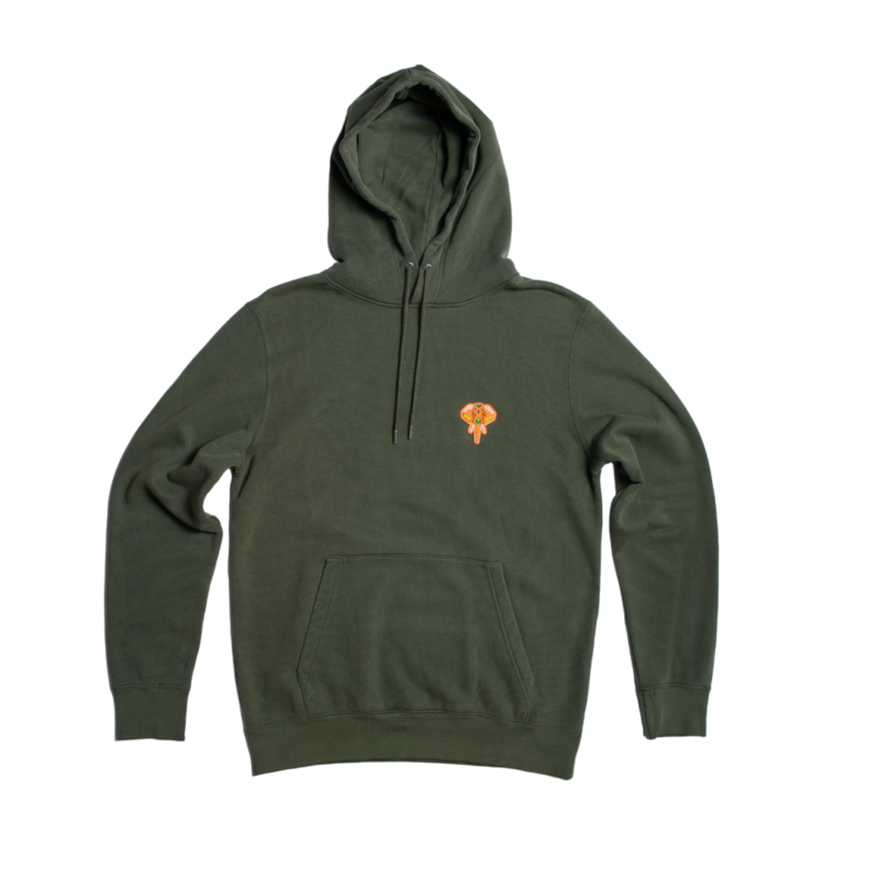 hoodie kaki - logo orange